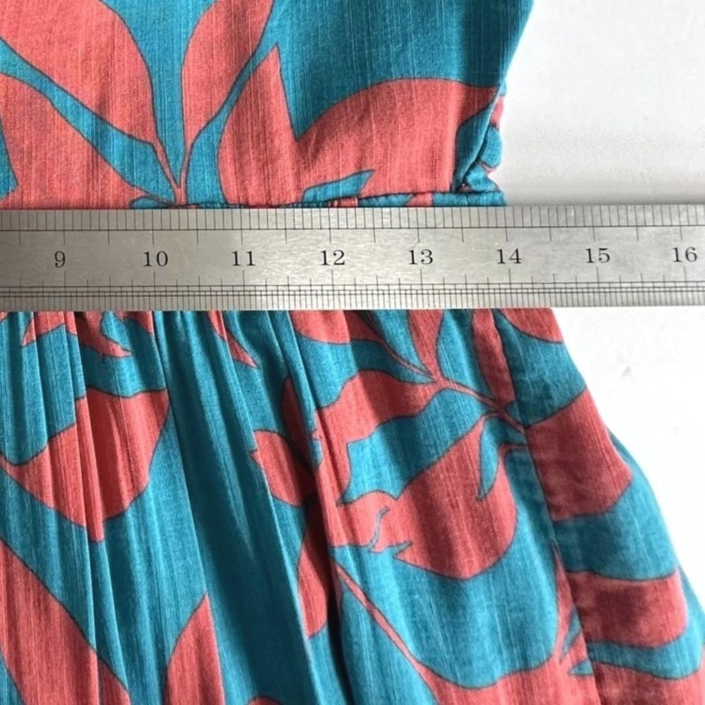 Old Navy Boho Coastal Beach Resort Tiered Teal Floral Maxi Dress Sz S Smocked - Picture 8 of 10